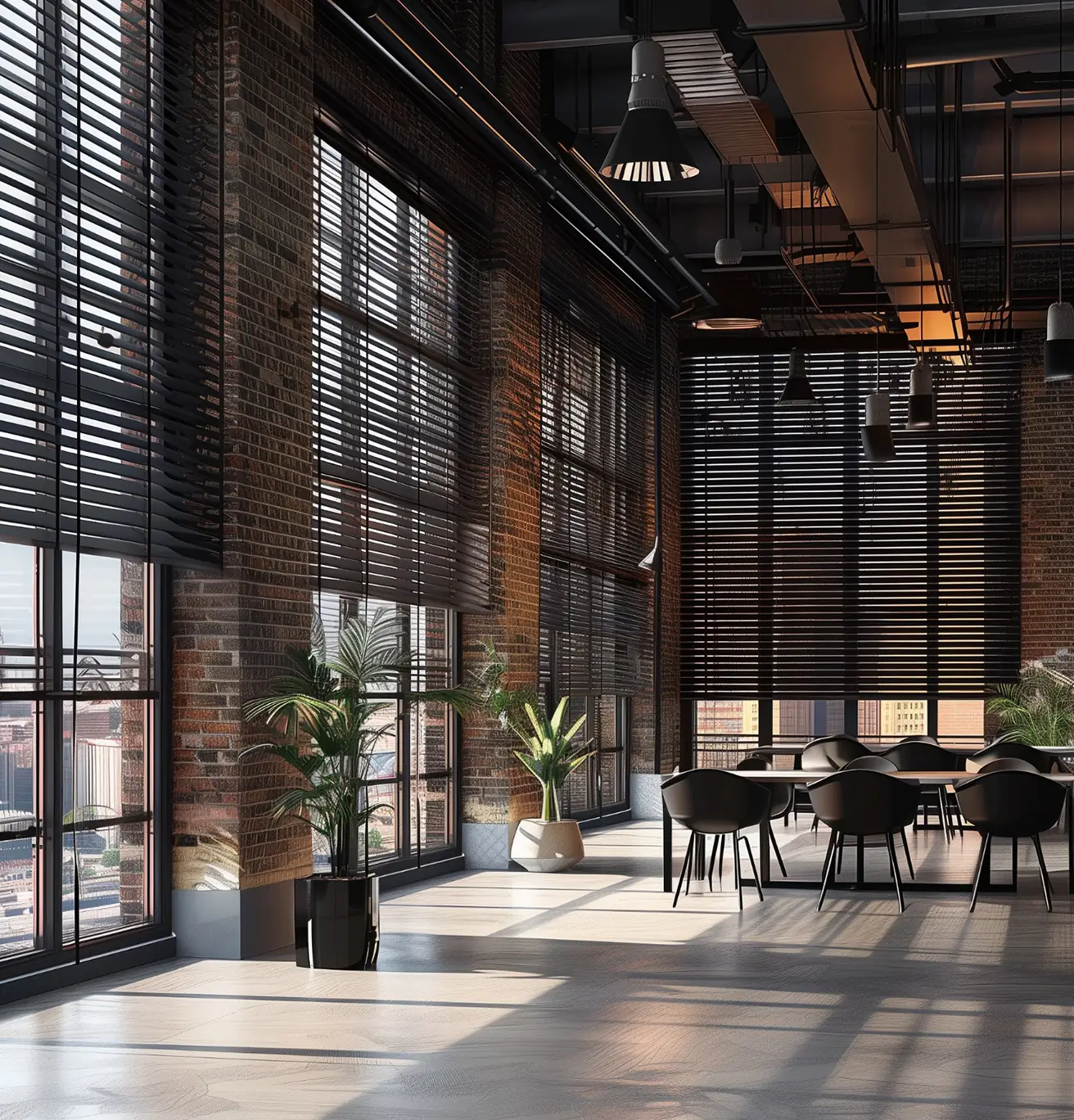 Aluminium jaloezieën industriele ruimte